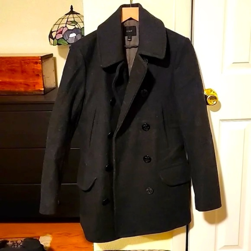 J. Crew Wool Dock Peacoat Men's XS Black Dark Gray